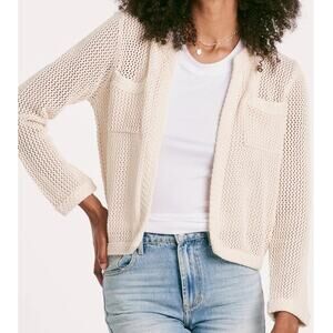 Another Love Filomena Cardigan Sweater Vintage Cream Crocheted XS